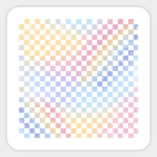 Pastel Rainbow Checkerboard Pattern Sticker